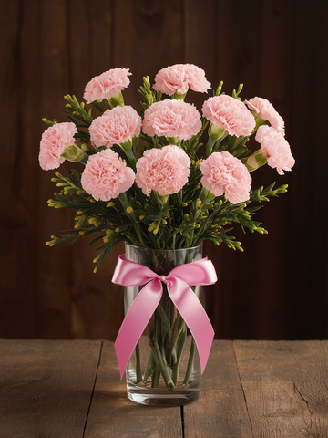 Radiant Hot Pink Carnations - Set of 12