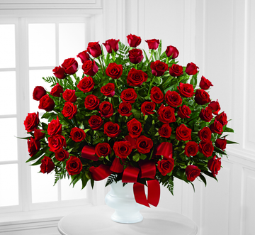 Deep Red Memorial Sympathy Arrangement