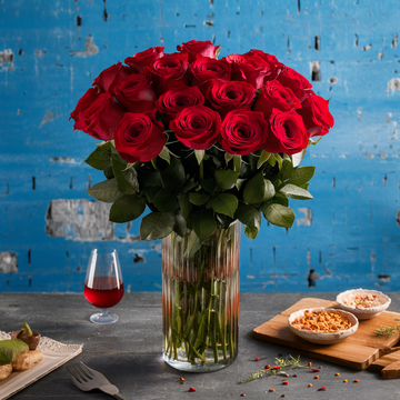 24 Red Roses in a Vase