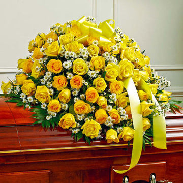 Grand Yellow Roses Casket Spray