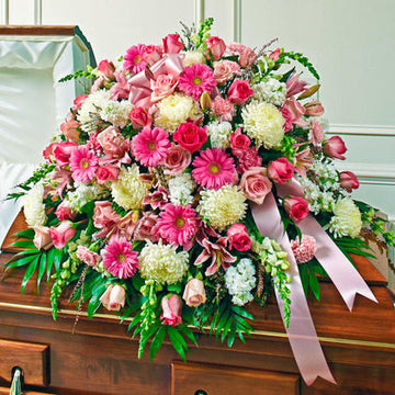 Garden of Memories Pink and White Casket Spray