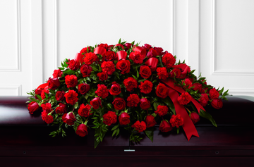 Deep Red Memorial Casket Spray