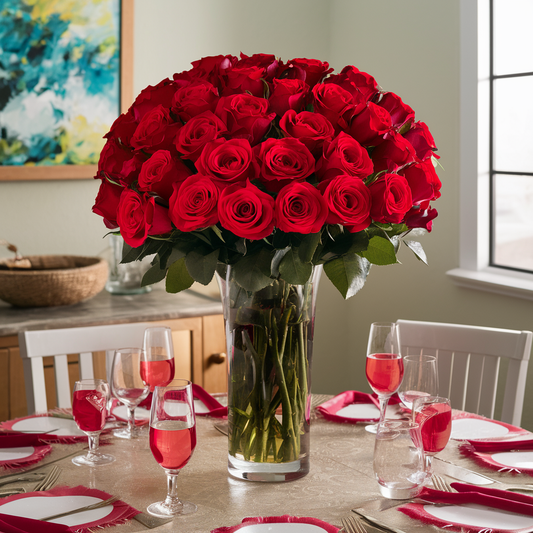 24 Red Roses in a Vase