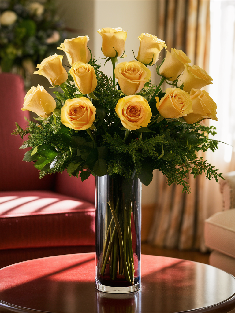 Twelve Sunshine Yellow Roses