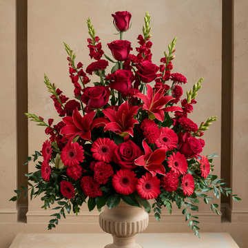 Radiant Tribute All-Red Sympathy Arrangement