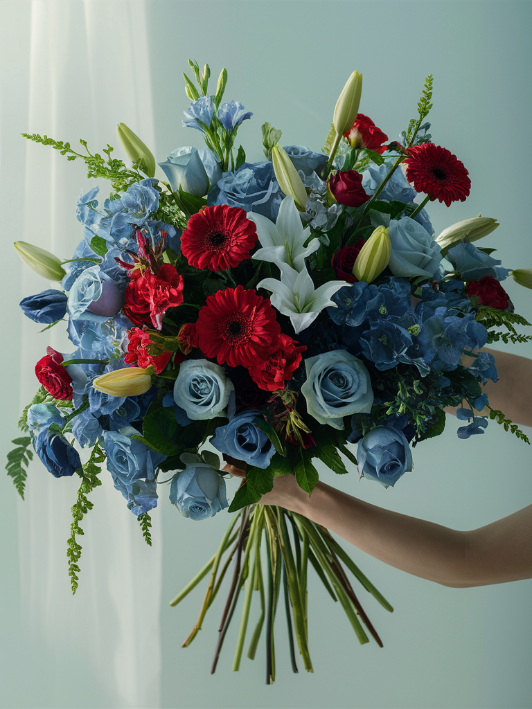 Vibrant Blue &amp; Red Floral Delight