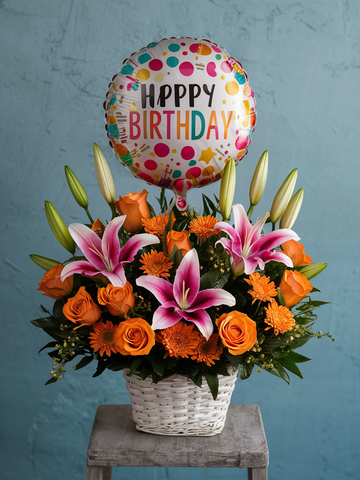 Vibrant Birthday Bloom Basket