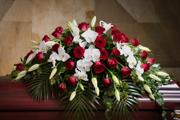 Red and White Casket Spray