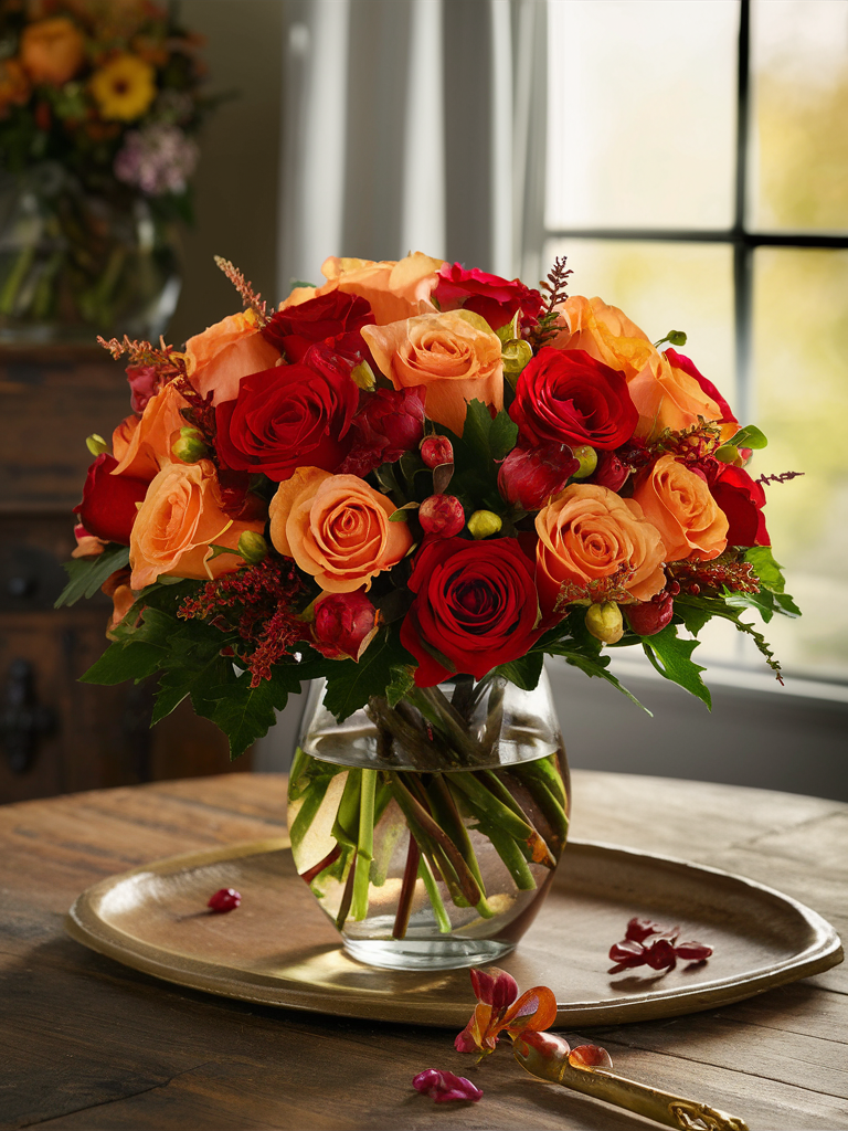 Crimson Sunset Rose Arrangement