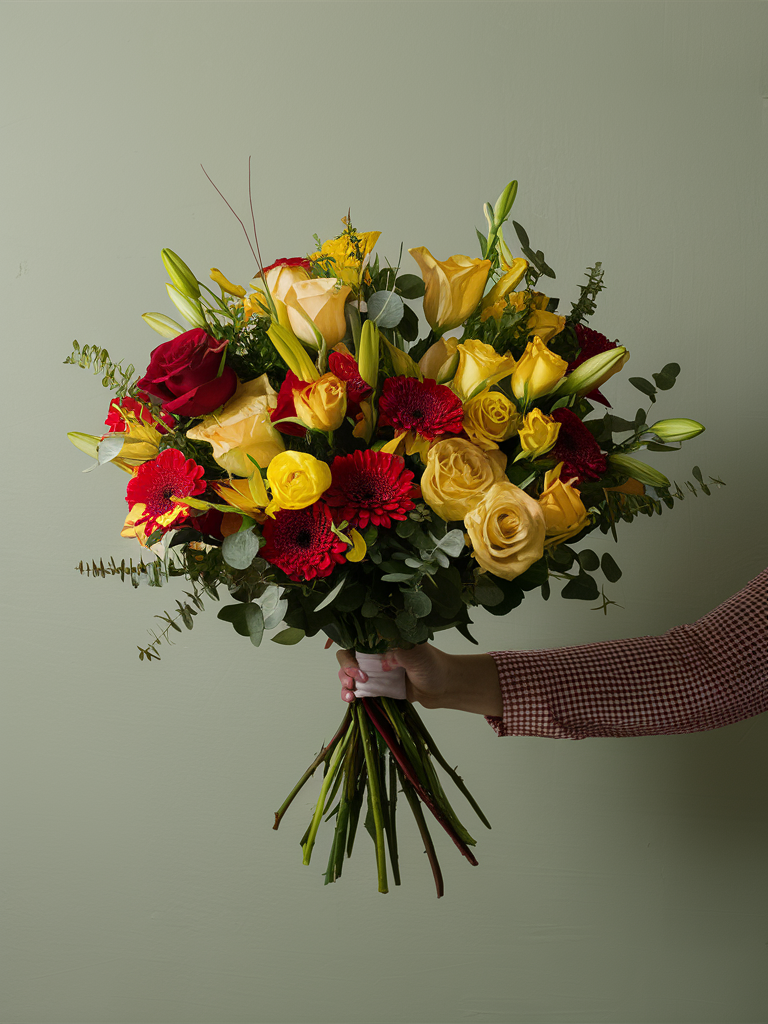 Radiant Yellow &amp; Red Grandeur Bouquet