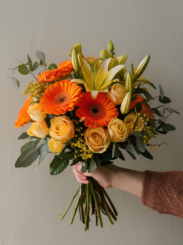 Yellow and Orange Seasonal Blooms Bouquet