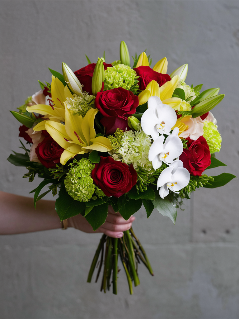 Red and Yellow Premium Seasonal Blooms Bouquet