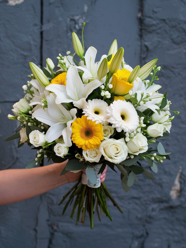 White and Yellow Seasonal Blooms Bouquet