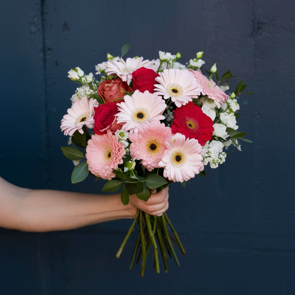 Pink and White Mixed Seasonal Blooms Bouquet