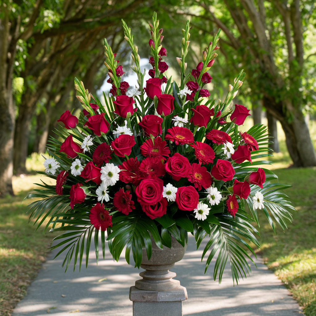 Elegant Harmony White &amp; Red Sympathy Arrangement